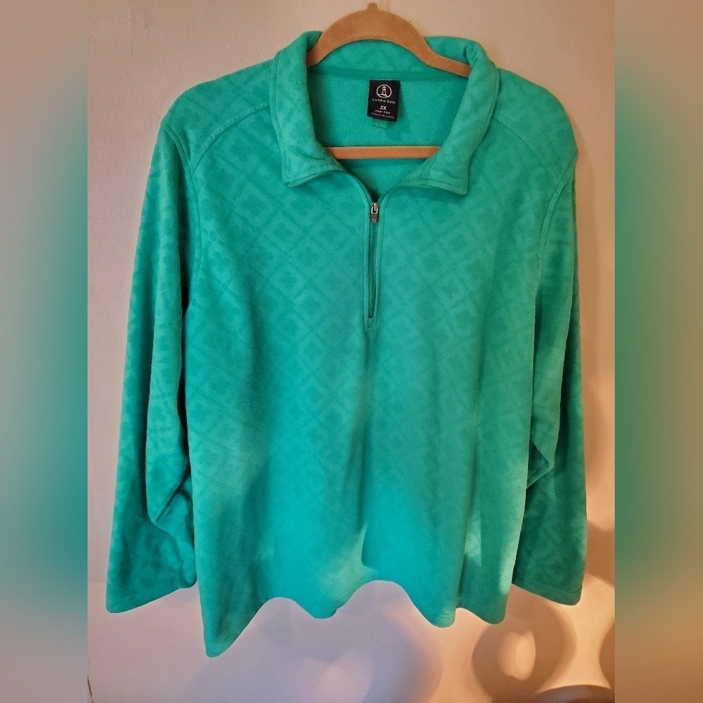 Landsend Emerald Floral Fleece Pullover